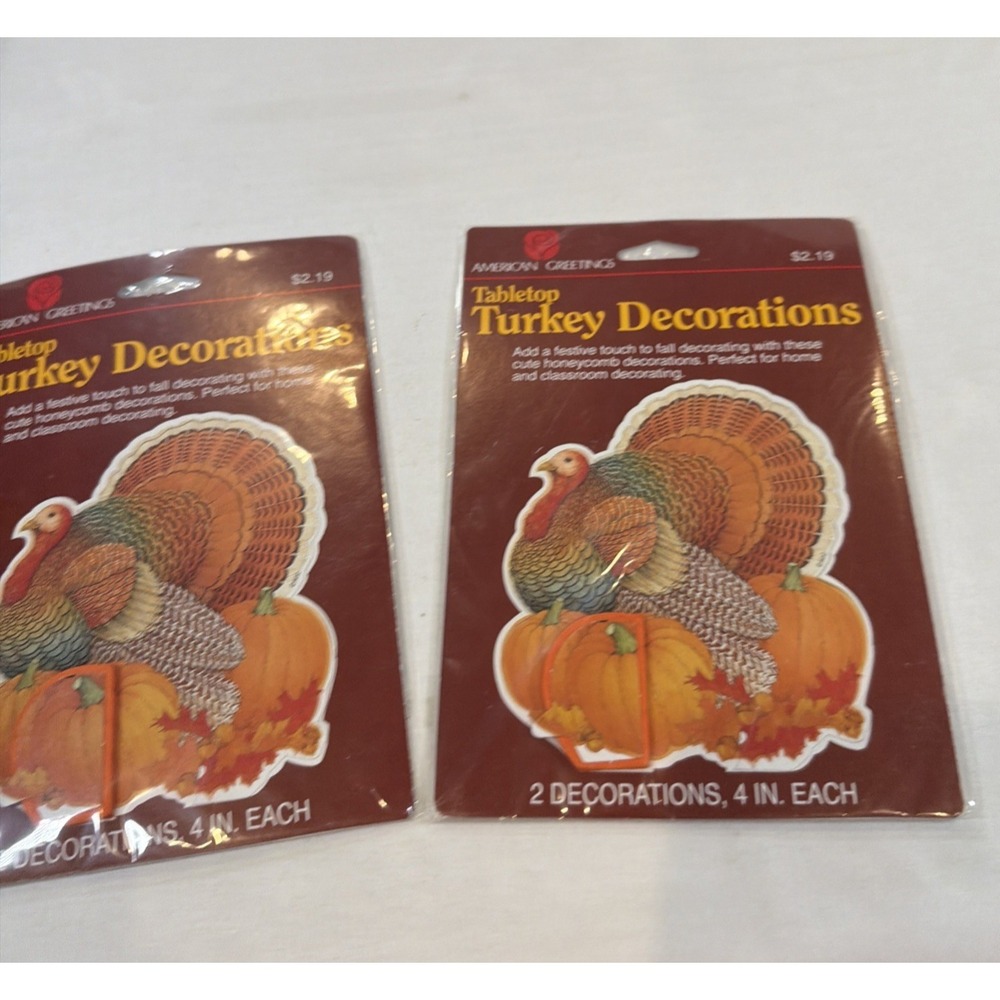 Vintage AMERICAN GREETINGS Honeycomb‎ Turkey Decorations Mini Two Packs Of 2